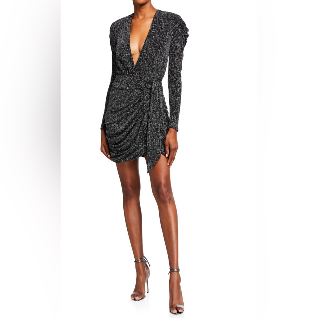 Jonathan Simkhai Gray Sequin Ruched Midi Dress Sharing Only